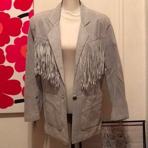 Retro 90s grey leather western blazer